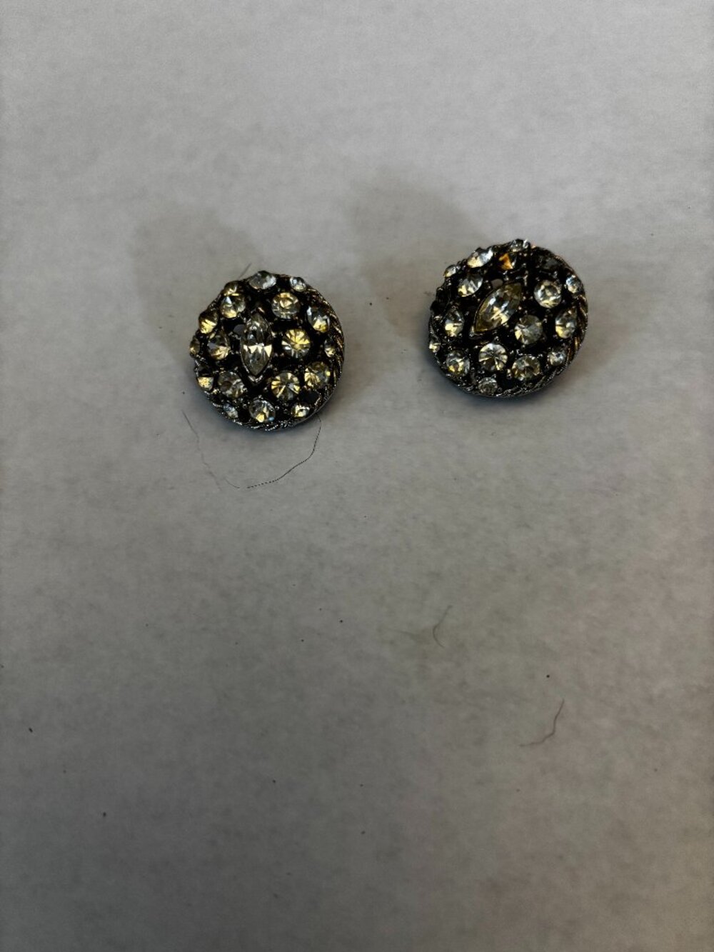 Monet clip earrings silver tone rhinestones circle